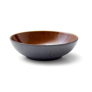 Bol din gresie ceramică pentru salată Bitz, ø 24 cm, negru - maro