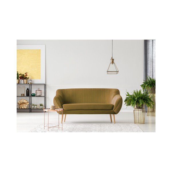Canapea cu 2 locuri Mazzini Sofas BENITO, galben muștar-image-4