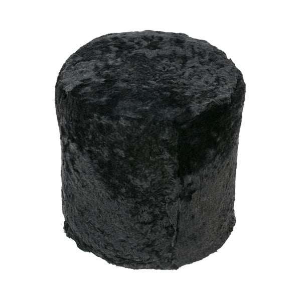 Pouf de blană cu fir foarte scurt Black, 42x42x46 cm