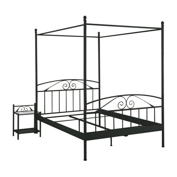 Pat dublu cu baldachin Støraa Bibi, 180 x 200 cm, negru-image-2