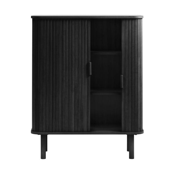 Dulap negru cu aspect de lemn de stejar cu ușă glisantă 113x90 cm Cavo – Unique Furniture-image-4