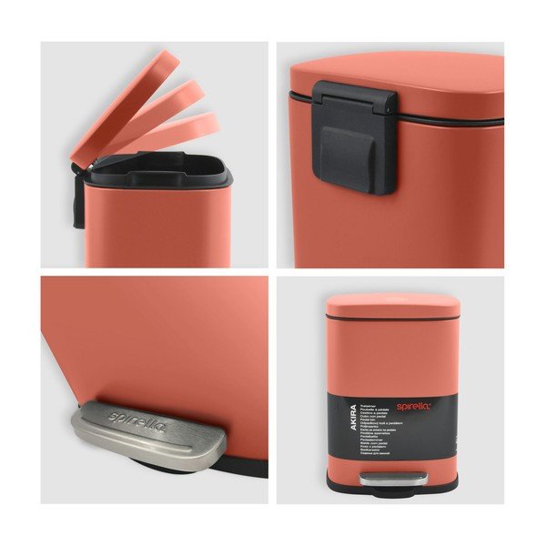 Coș de gunoi teracotă cu pedală din oțel 5 l   Akira – Spirella-image-3