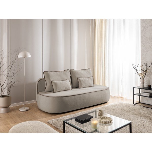 Canapea maro/taupe extensibilă/cu spațiu de depozitare cu tapițerie din catifea 210 cm Saga – Ropez-image-2