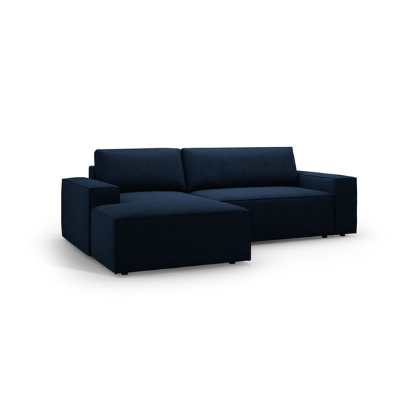 Colțar albastru închis extensibil cu tapițerie din țesătură bouclé (cu colț pe partea stângă ) Jodie – Micadoni Home-image-2