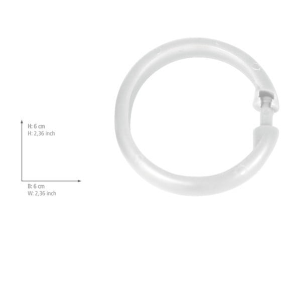 Set 12 inele din plastic pentru perdea duș Wenko, alb-image-1