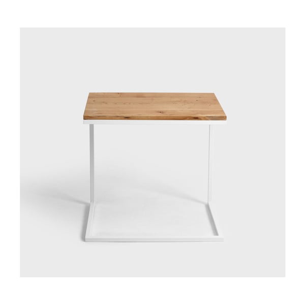 Măsuță cu picioare metalice albe și blat din lemn de stejar CustomForm Lupe-image-3