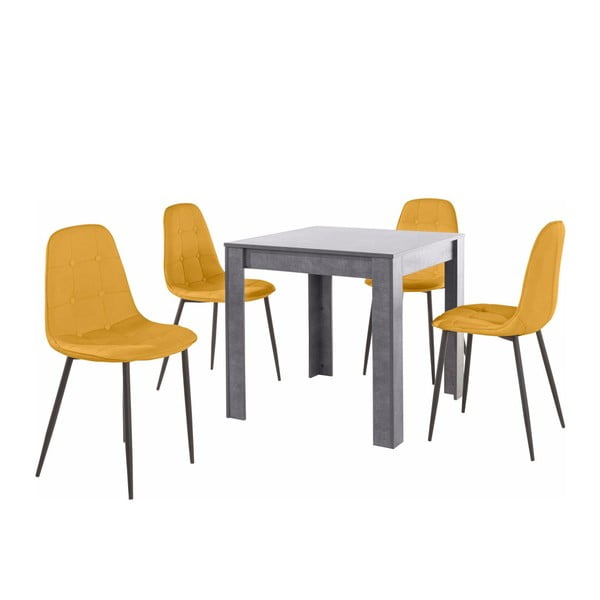 Set masă gri cu 4 scaune Støraa Lori Lamar Duro, portocaliu