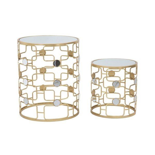 Set 2 măsuțe de cafea cu structură aurie Mauro Ferretti Coppia