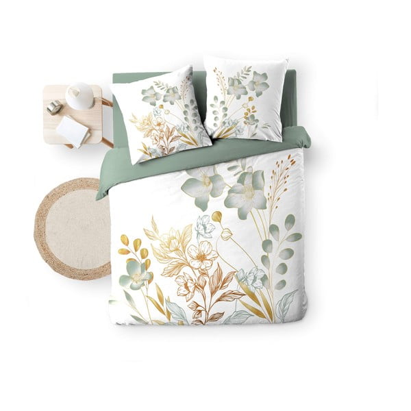 Lenjerie de pat albă-verde din bumbac pentru pat dublu, extinsă 240x220 cm Lolita – douceur d'intérieur-image-4