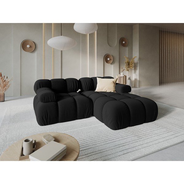Colțar negru cu tapițerie din catifea (colț dreapta) Bellis – Micadoni Home-image-1