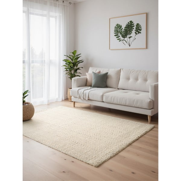 Covor crem-fildeș țesut manual din amestesc de lână 80x150 cm Majoli – Elle Decoration-image-1