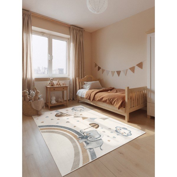 Covor pentru copii crem 120x170 cm Walk like an Elephant Rainy Party – Villeroy&Boch-image-1