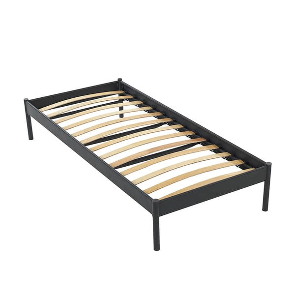 Pat negru din metal cu somieră 90x200 cm Hatkus – Kalune Design-image-4