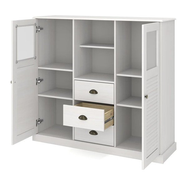 Dulap alb din lemn de pin 127x116x38 cm Edith – Støraa-image-3