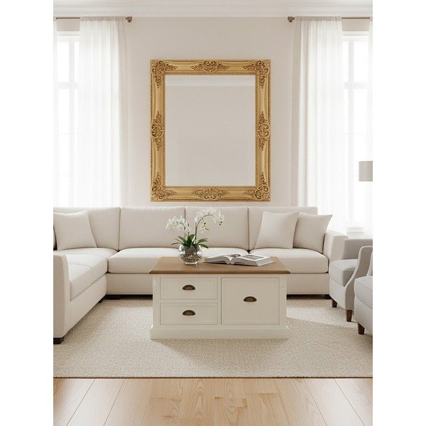 Măsuță de cafea albă cu aspect de lemn de brad 90x90 cm Hardwick – Premier Housewares-image-3