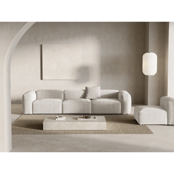 Canapea bej cu tapițerie din catifea reiată  364 cm Bergamo – Cosmopolitan Design-image-1