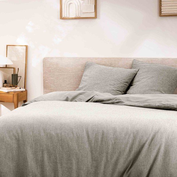 Lenjerie de pat gri din bumbac pentru pat dublu/extinsă cu 3 piese 240x220 cm Meline – douceur d'intérieur-image-1