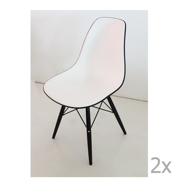 Set 2 scaune Castagnetti Poly, alb-negru