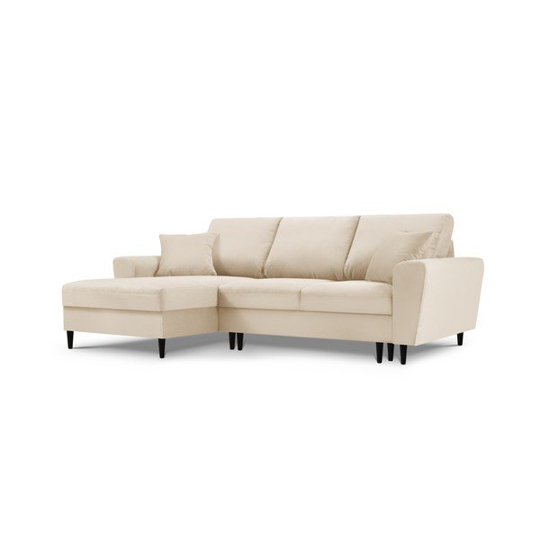 Colțar bej extensibil, cu spațiu de depozitare cu tapițerie din catifea reiată  (cu colț pe partea stângă, cu șezlong) Kyoto – Cosmopolitan Design-image-4