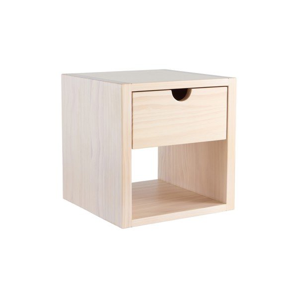 Noptieră în culoare naturală deschisă suspendată/cu rafturi din lemn de pin Arrie – Jotex-image-2