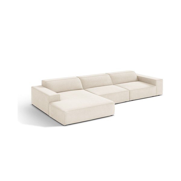 Colțar modular crem cu tapițerie din catifea (cu colț pe partea stângă/cu șezlong) Jodie – Micadoni 