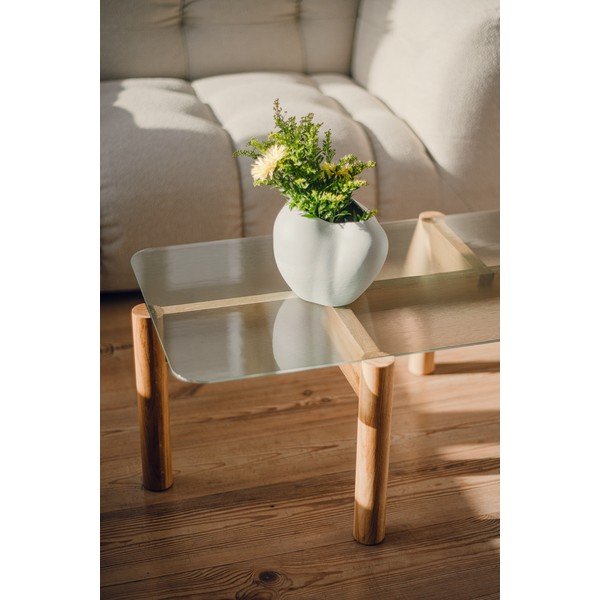 Măsuță de cafea în culoare naturală cu blat din sticlă 55x105 cm Kob – noo.ma-image-3