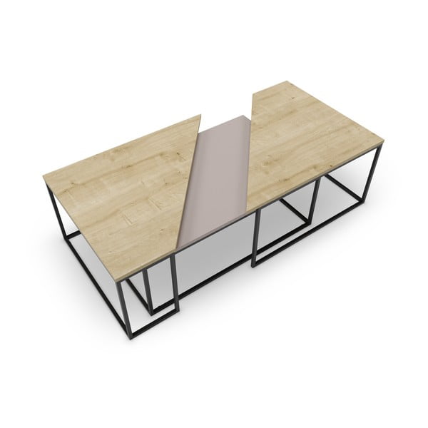 Măsuțe de cafea 3 buc. cu blat cu aspect de lemn de stejar 70x110 cm Titan – Marckeric-image-4