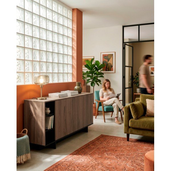 Dulap negru/în culoare naturală cu aspect de lemn de stejar 170x80x40 cm Cequoia – Marckeric-image-1