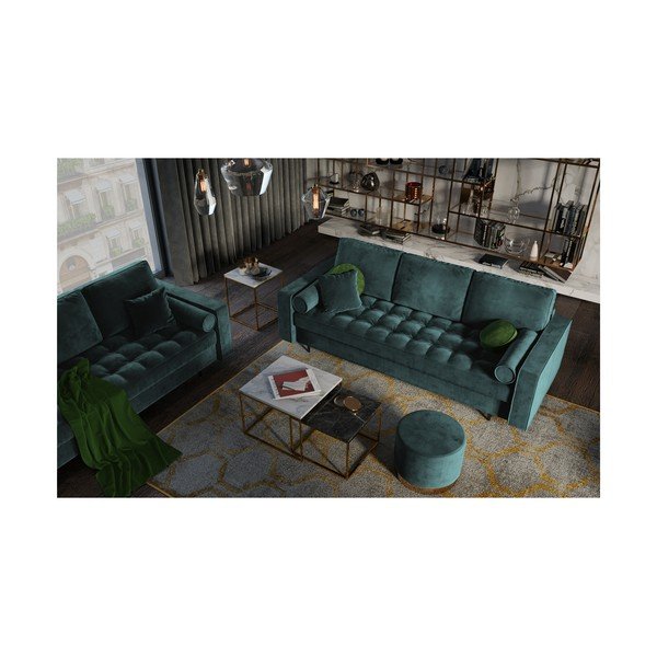 Canapea extensibilă din catifea Milo Casa Santo, verde petrol-image-1