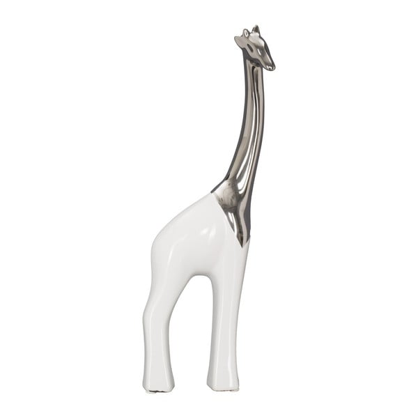 Statuetă decorativă din ceramică Mauro Ferretti Elefante Giraffa, înălțime 35 cm, alb