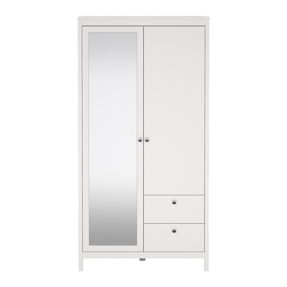 Șifonier alb cu oglindă 102x199x58 cm Madrid – Tvilum