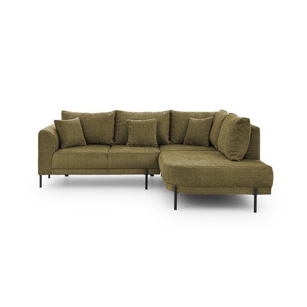 Colțar verde cu tapițerie din chenille (cu colț pe partea dreaptă/în formă de ”L”) Mauris  – Ropez