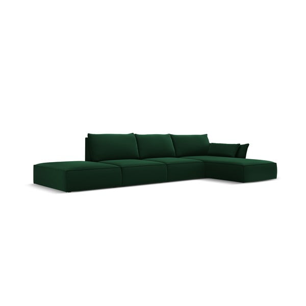 Colțar verde închis cu tapițerie din catifea (cu colț pe partea dreaptă, cu șezlong) Vanda – Mazzini Sofas-image-2