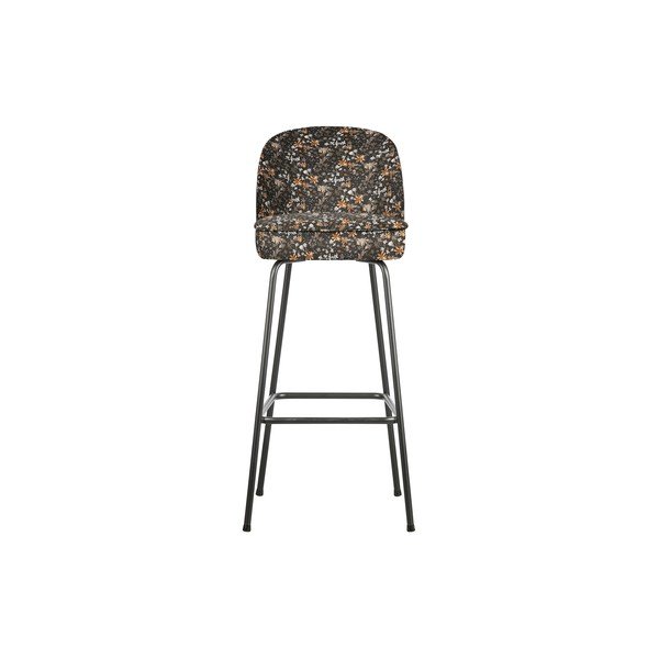 Scaun de bar BePureHome Vogue Flower, înălțime 79 cm, model floral, negru