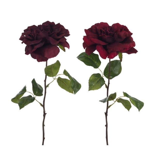 Set 2 trandafiri cu frunze J-Line Auberg