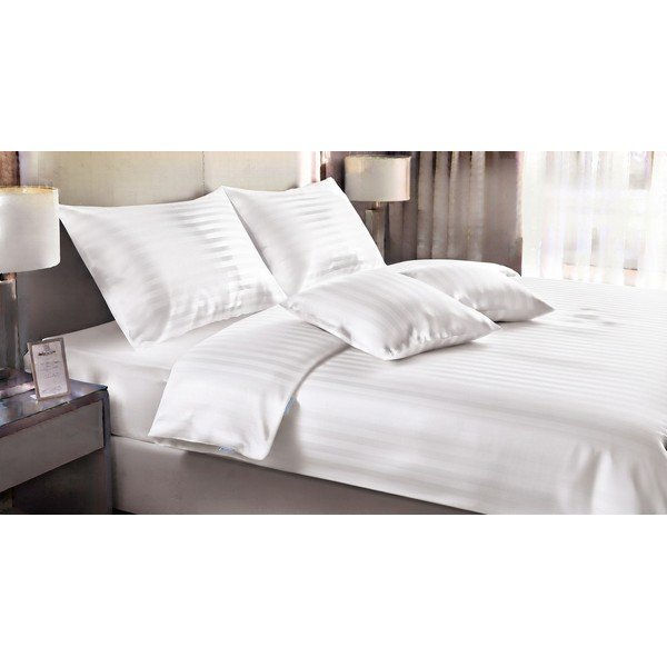 Lenjerie de pat albă pentru pat de o persoană cu 3 piese 140x200 cm Hotel stripe – JAHU collections
