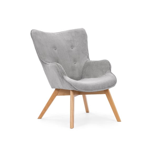 Fotoliu gri cu tapițerie din catifea reiată Niko – Ropez