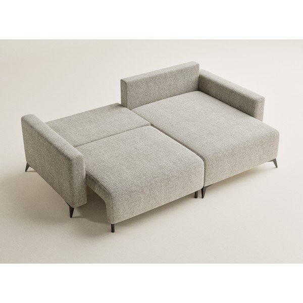 Colțar bej extensibil/cu spațiu de depozitare cu tapițerie din chenille (cu colț pe partea dreaptă/cu șezlong) Leon – Maison de Rêve-image-3