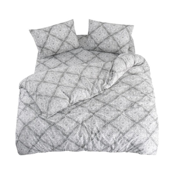 Lenjerie de pat gri pentru pat dublu, extinsă cu cearceaf inclus, cu 4 piese 200x220 cm Geometric – Mila Home