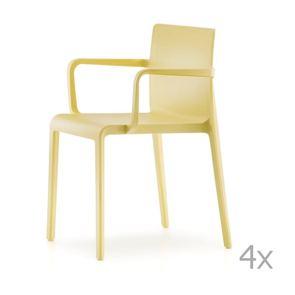 Set 4 scaune cu cotiere Pedrali Volt, galben