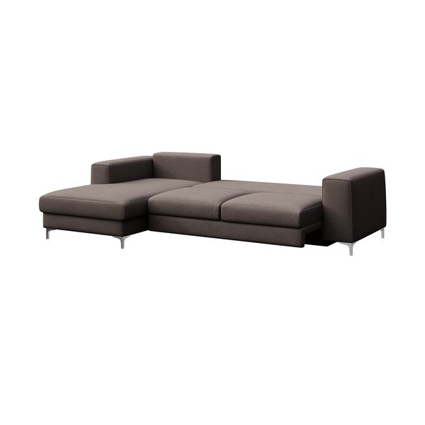 Colțar taupe extensibil, cu spațiu de depozitare cu tapițerie din catifea (cu colț pe partea stângă, cu șezlong) Rene – Rodier-image-3