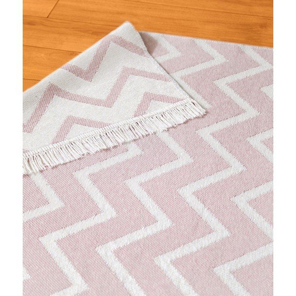 Covor din bumbac Oyo home Duo, 160 x 230 cm, alb-roz-image-3
