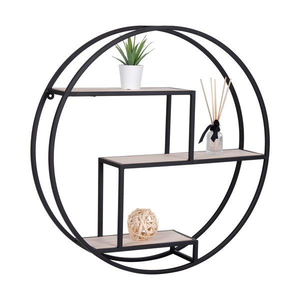 Raft negru/în culoare naturală etajat din lemn masiv de paulownia 62 cm Rotterdam – House Nordic-image-3