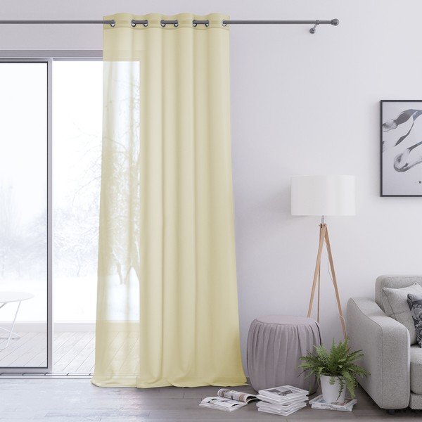 Perdea AmeliaHome Voile Eyelets, 160 x 250 cm, galben deschis-image-2