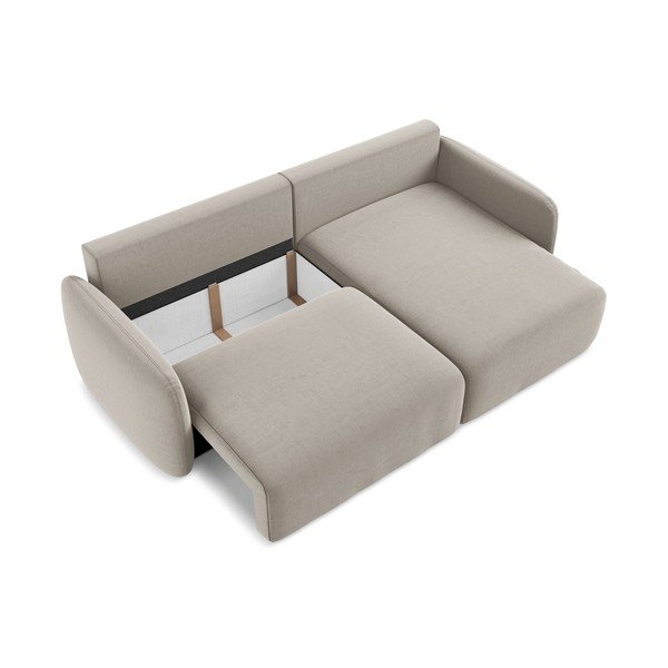 Colțar taupe extensibil/cu spațiu de depozitare cu tapițerie din catifea (cu colț pe partea dreaptă/cu șezlong) Kalena – Makamii-image-4