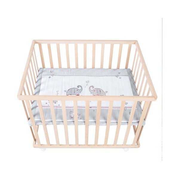 Țarc pentru copii în culoare naturală cu roți 100x75 cm Jumbo Twins – Roba-image-4