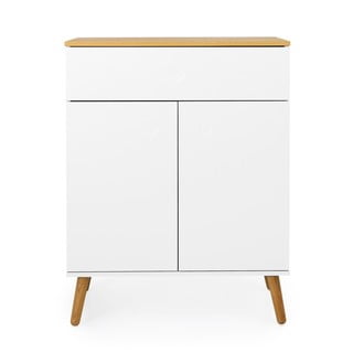 Dulap cu detalii în decor de stejar Tenzo Dot, lățime 79 cm, alb