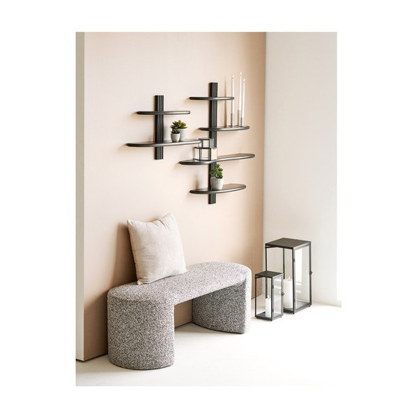 Raft negru etajat din lemn de stejar 80 cm Aliano – House Nordic-image-2
