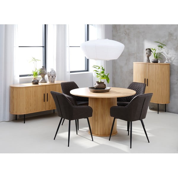 Masă de dining rotundă cu aspect de lemn de stejar ø 120 cm Nola – Unique Furniture-image-1