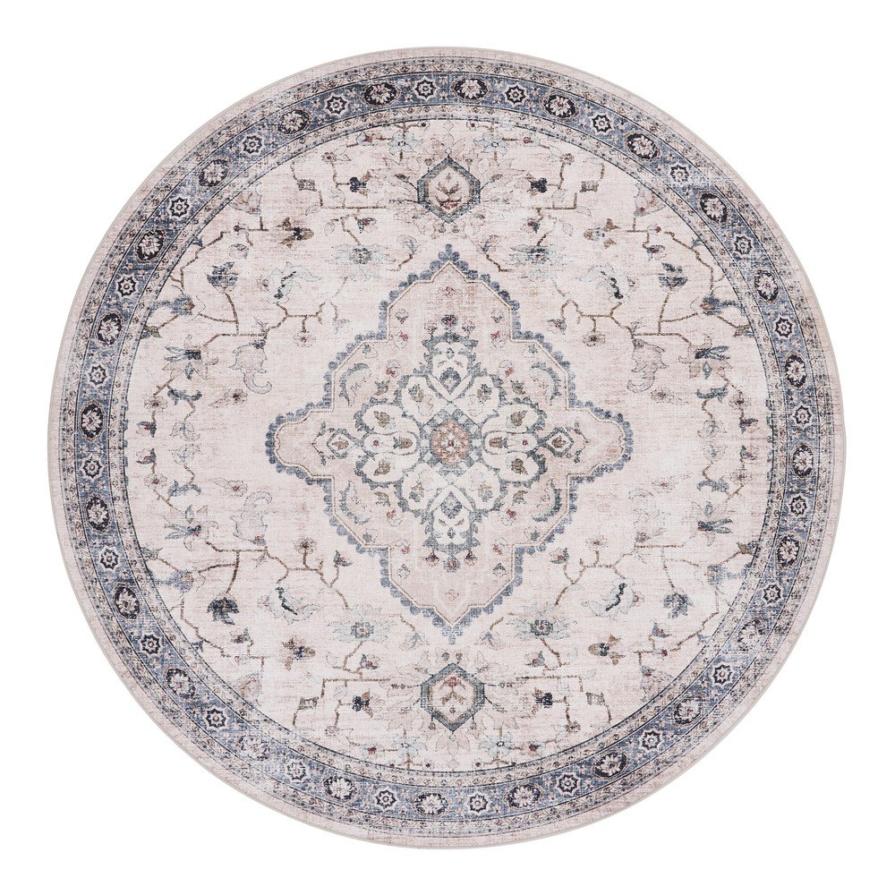 Covor bej/albastru prăfuit rotund ø 200 cm Havana – House Nordic